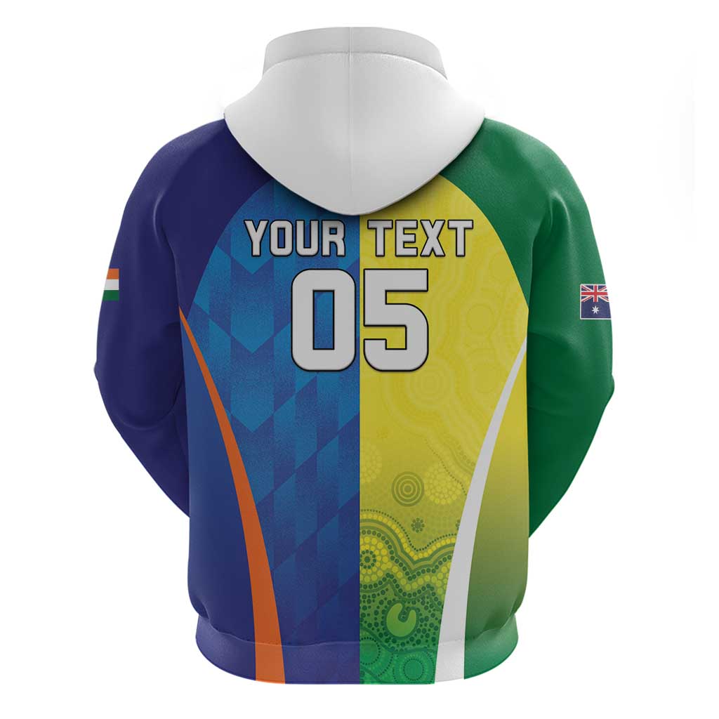 Custom Australia And India Cricket Hoodie Ashoka Chakra With Aboriginal - Vibe Hoodie