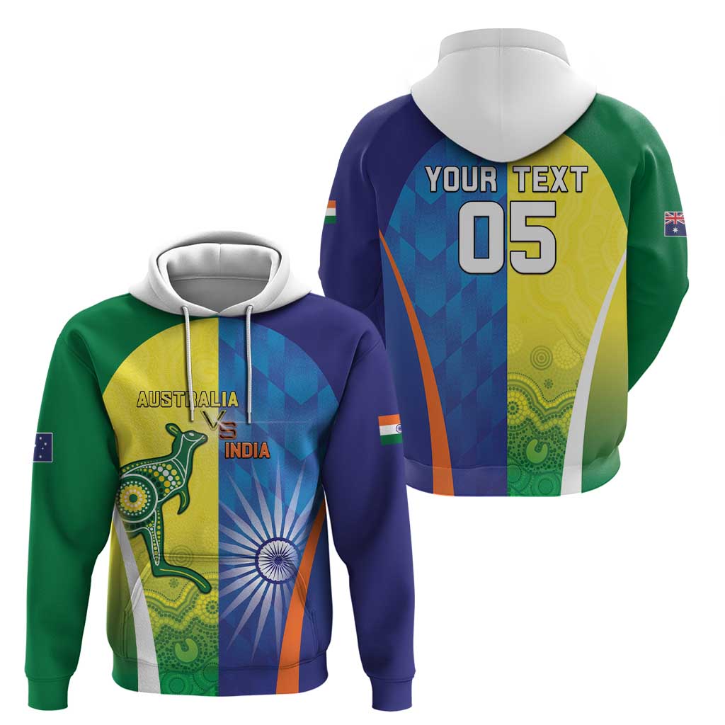 Custom Australia And India Cricket Hoodie Ashoka Chakra With Aboriginal - Vibe Hoodie