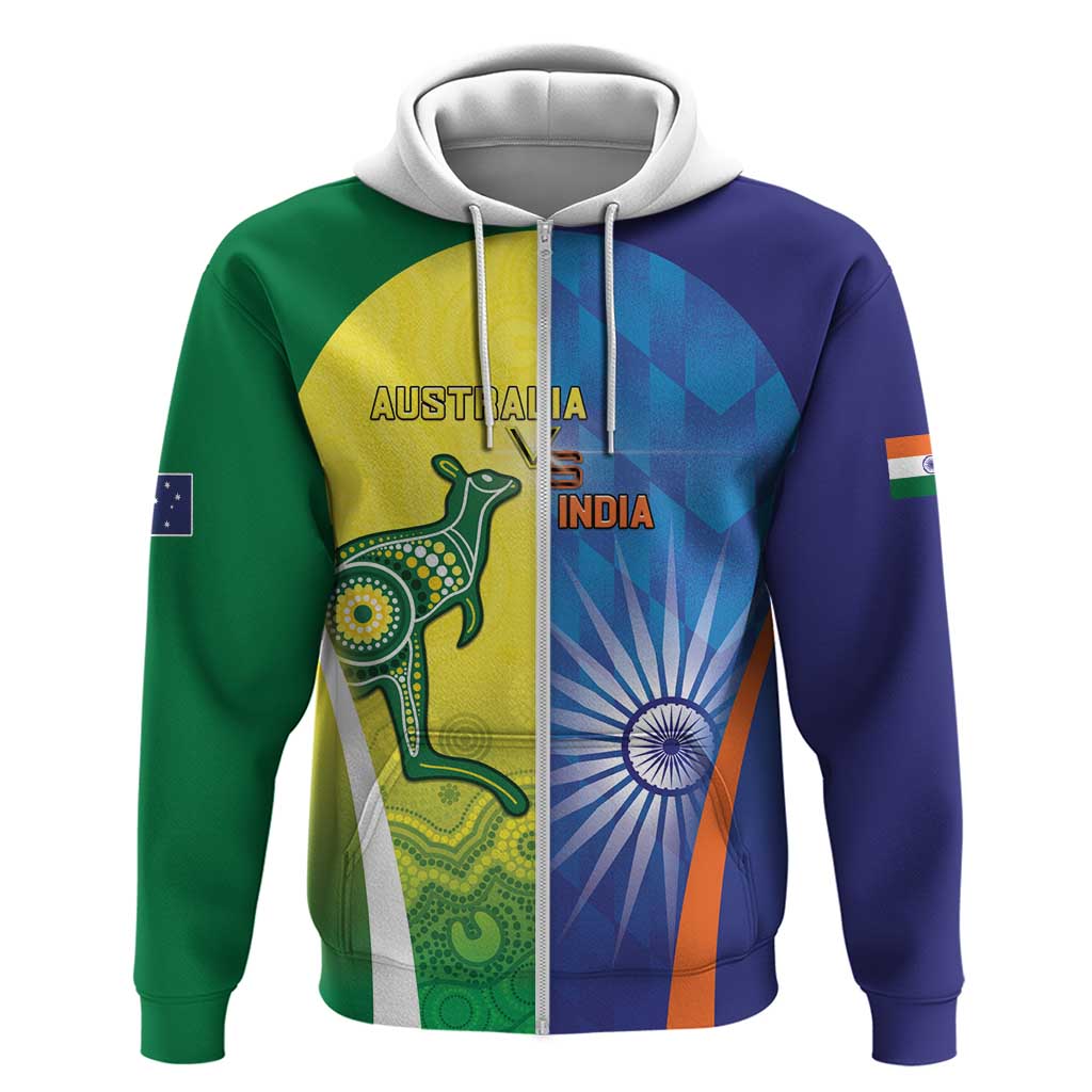 Custom Australia And India Cricket Hoodie Ashoka Chakra With Aboriginal - Vibe Hoodie