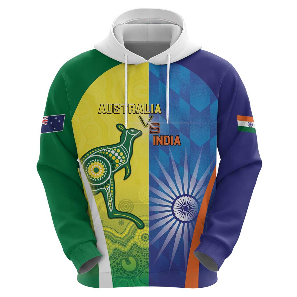 Custom Australia And India Cricket Hoodie Ashoka Chakra With Aboriginal - Vibe Hoodie