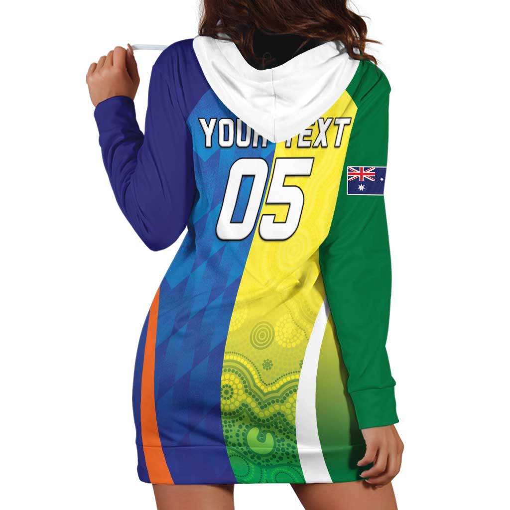 Custom Australia And India Cricket Hoodie Dress Ashoka Chakra With Aboriginal - Vibe Hoodie