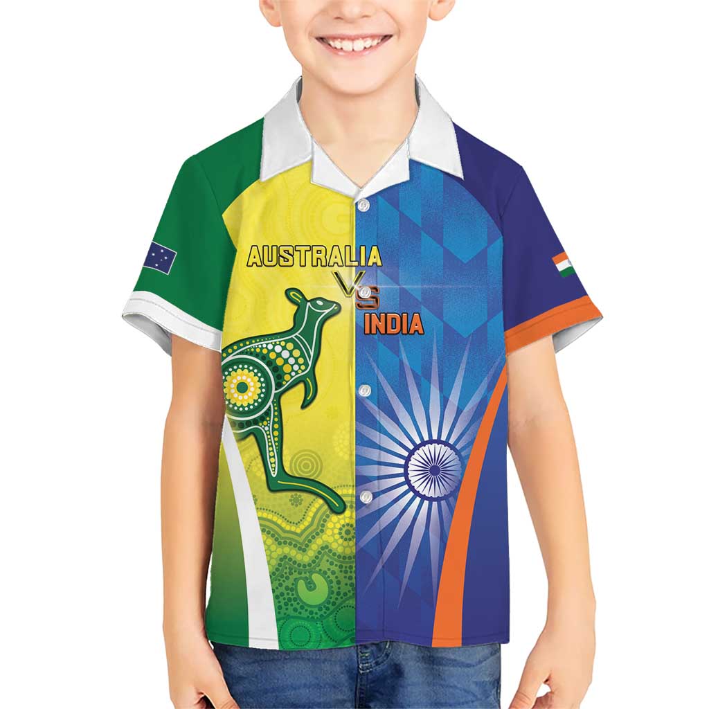 Custom Australia And India Cricket Kid Hawaiian Shirt Ashoka Chakra With Aboriginal - Vibe Hoodie