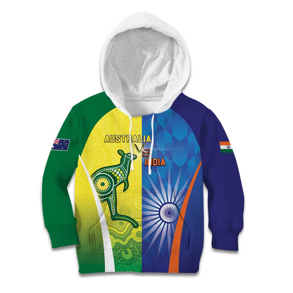 Custom Australia And India Cricket Kid Hoodie Ashoka Chakra With Aboriginal - Vibe Hoodie