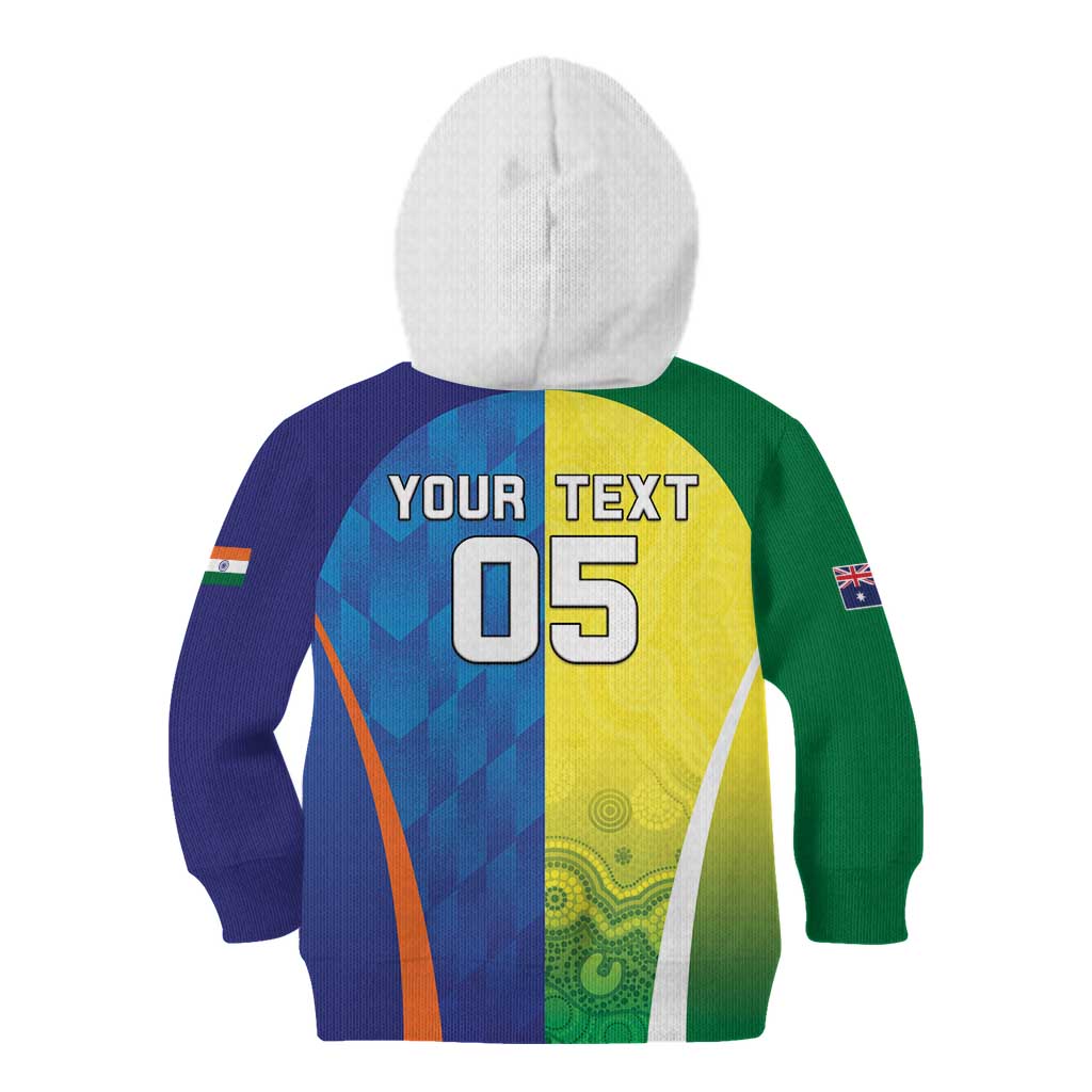 Custom Australia And India Cricket Kid Hoodie Ashoka Chakra With Aboriginal - Vibe Hoodie