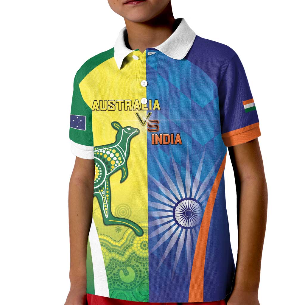 Custom Australia And India Cricket Kid Polo Shirt Ashoka Chakra With Aboriginal - Vibe Hoodie