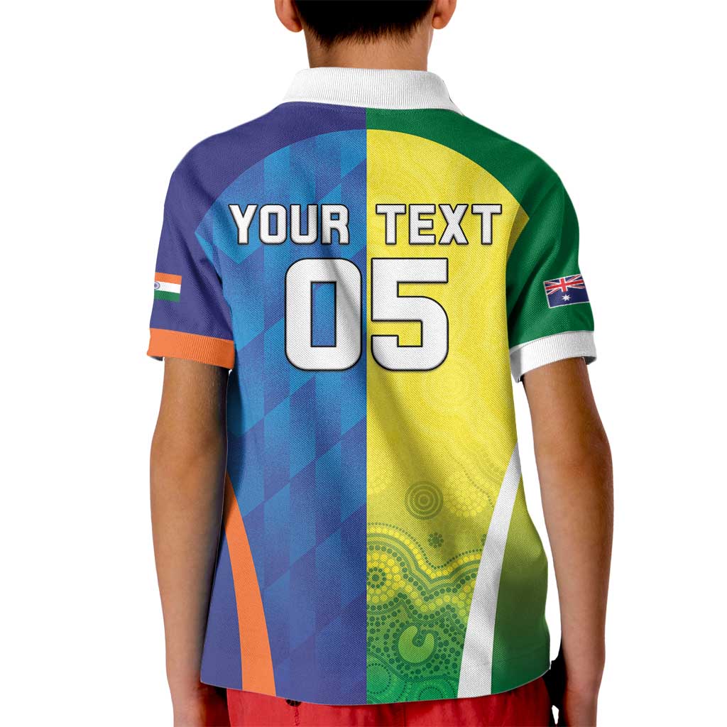 Custom Australia And India Cricket Kid Polo Shirt Ashoka Chakra With Aboriginal - Vibe Hoodie