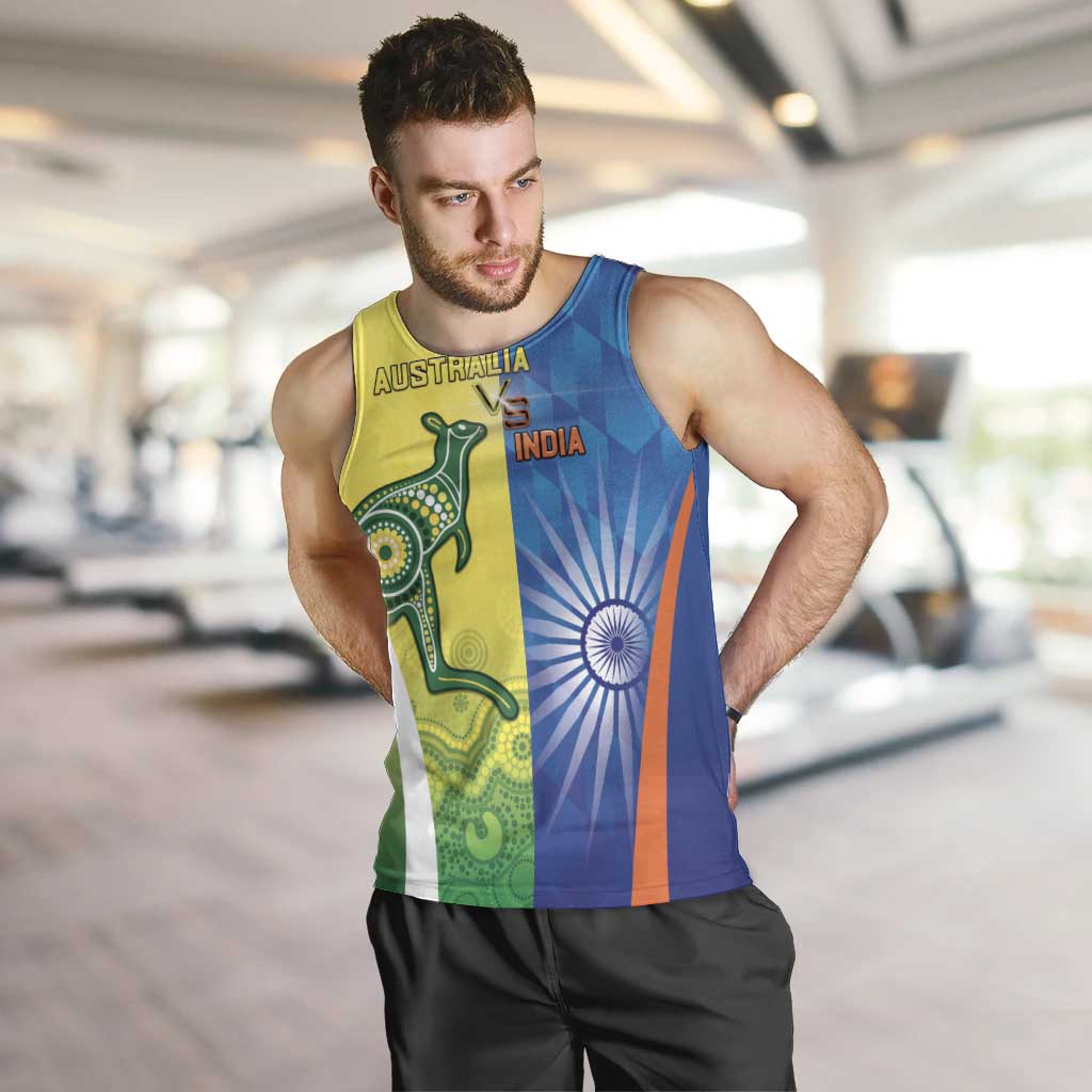 Custom Australia And India Cricket Men Tank Top Ashoka Chakra With Aboriginal - Vibe Hoodie
