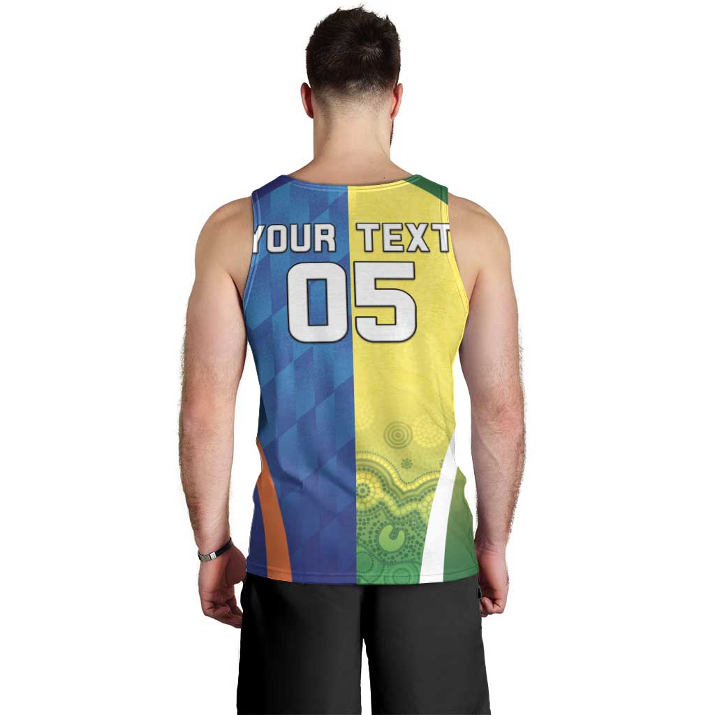 Custom Australia And India Cricket Men Tank Top Ashoka Chakra With Aboriginal - Vibe Hoodie