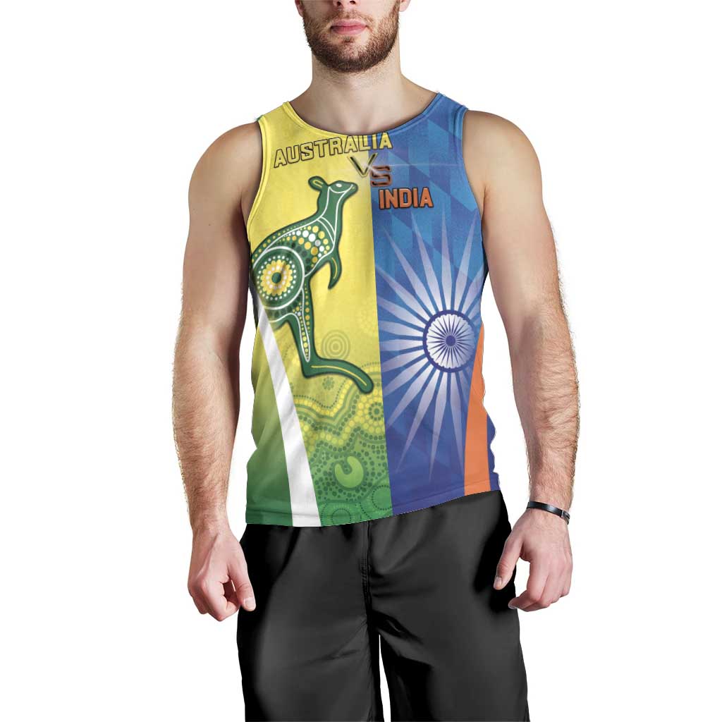 Custom Australia And India Cricket Men Tank Top Ashoka Chakra With Aboriginal - Vibe Hoodie