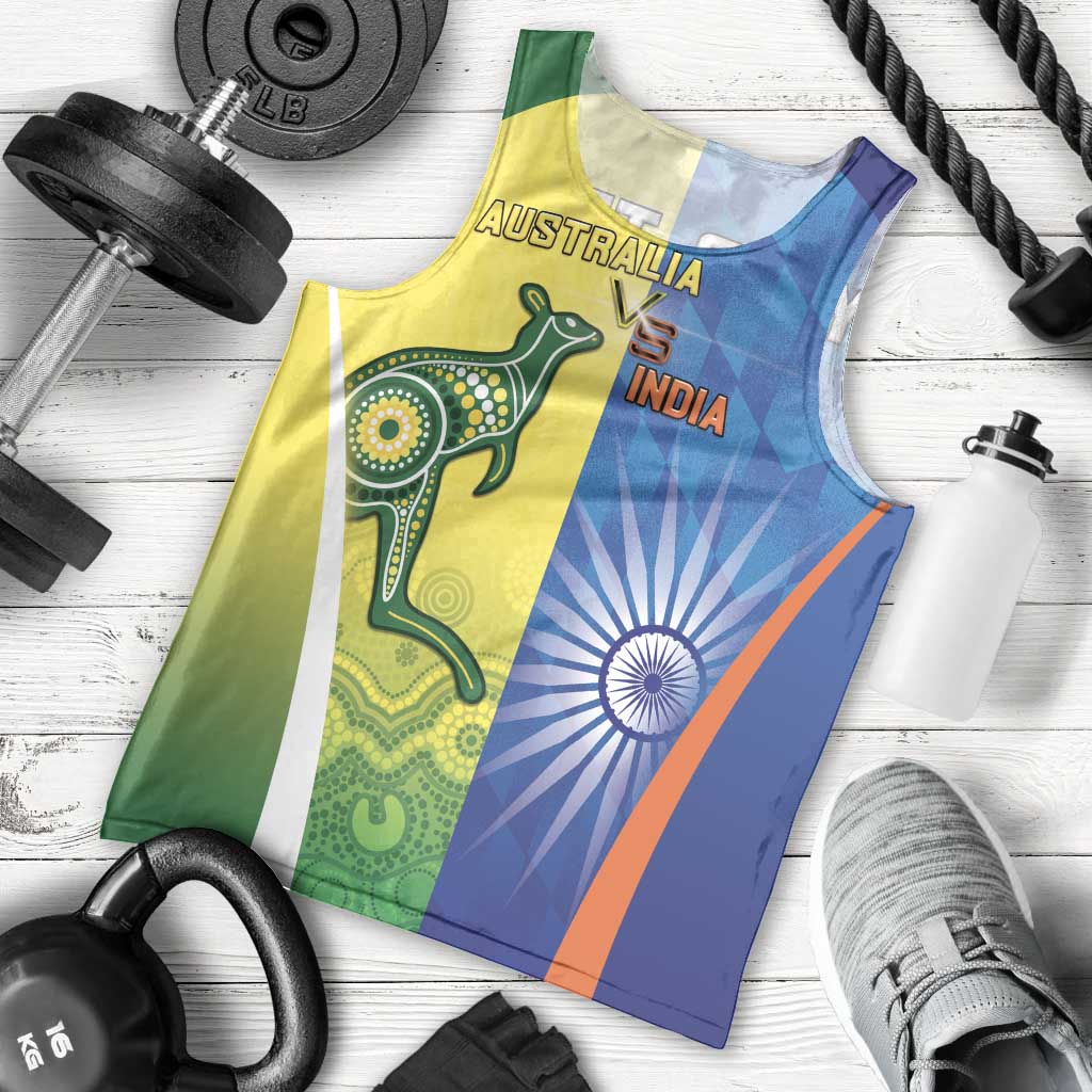 Custom Australia And India Cricket Men Tank Top Ashoka Chakra With Aboriginal - Vibe Hoodie