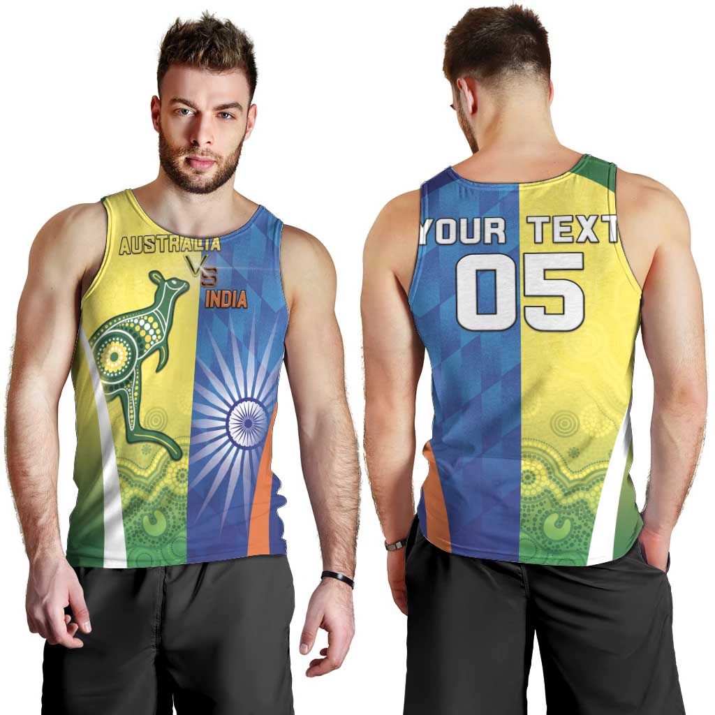 Custom Australia And India Cricket Men Tank Top Ashoka Chakra With Aboriginal - Vibe Hoodie