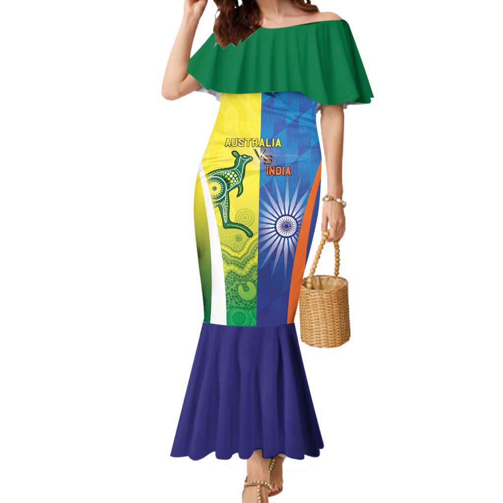 Custom Australia And India Cricket Mermaid Dress Ashoka Chakra With Aboriginal - Vibe Hoodie