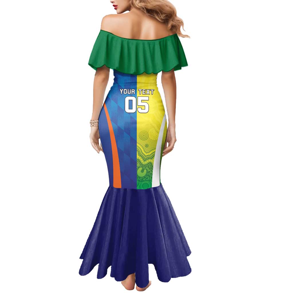 Custom Australia And India Cricket Mermaid Dress Ashoka Chakra With Aboriginal - Vibe Hoodie