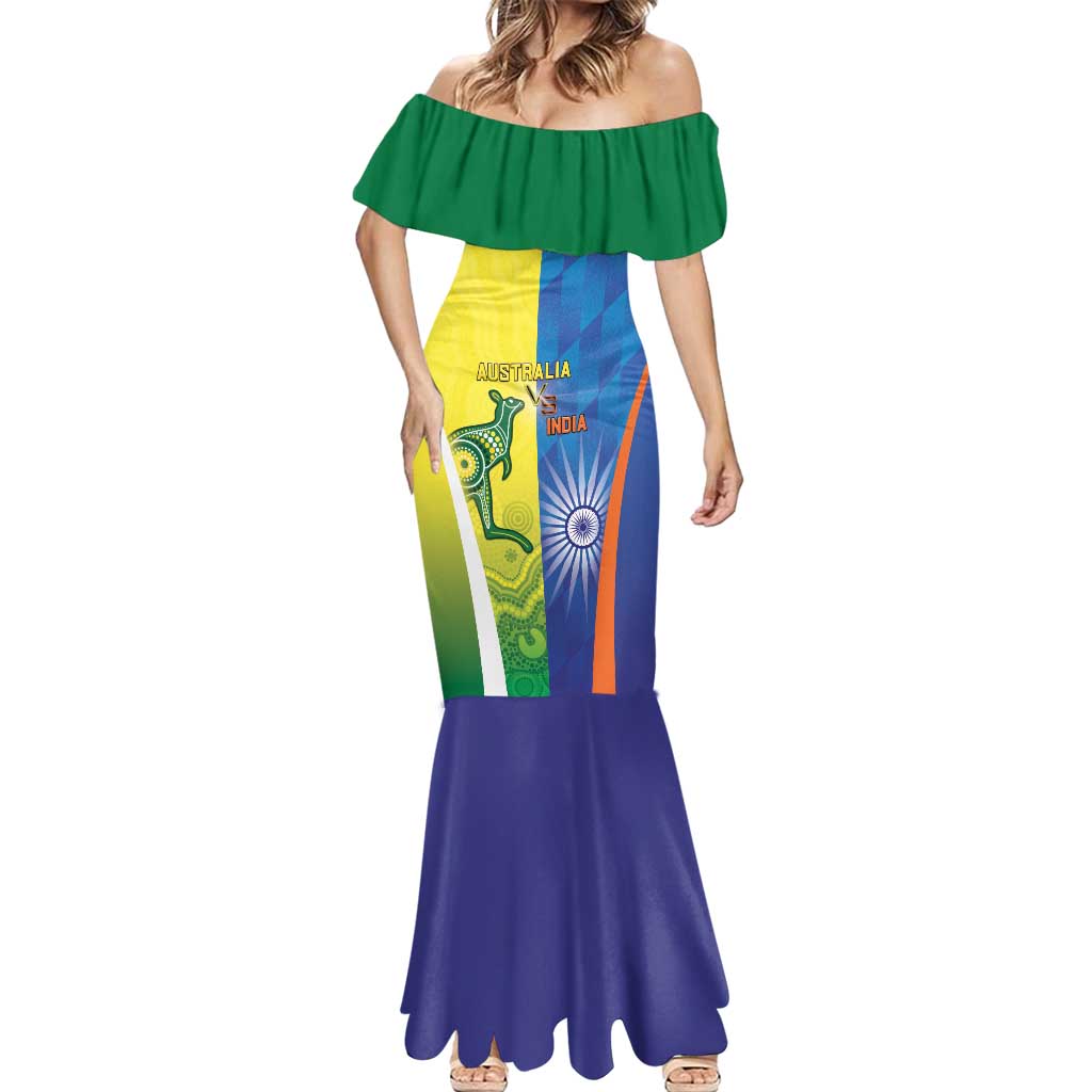 Custom Australia And India Cricket Mermaid Dress Ashoka Chakra With Aboriginal - Vibe Hoodie