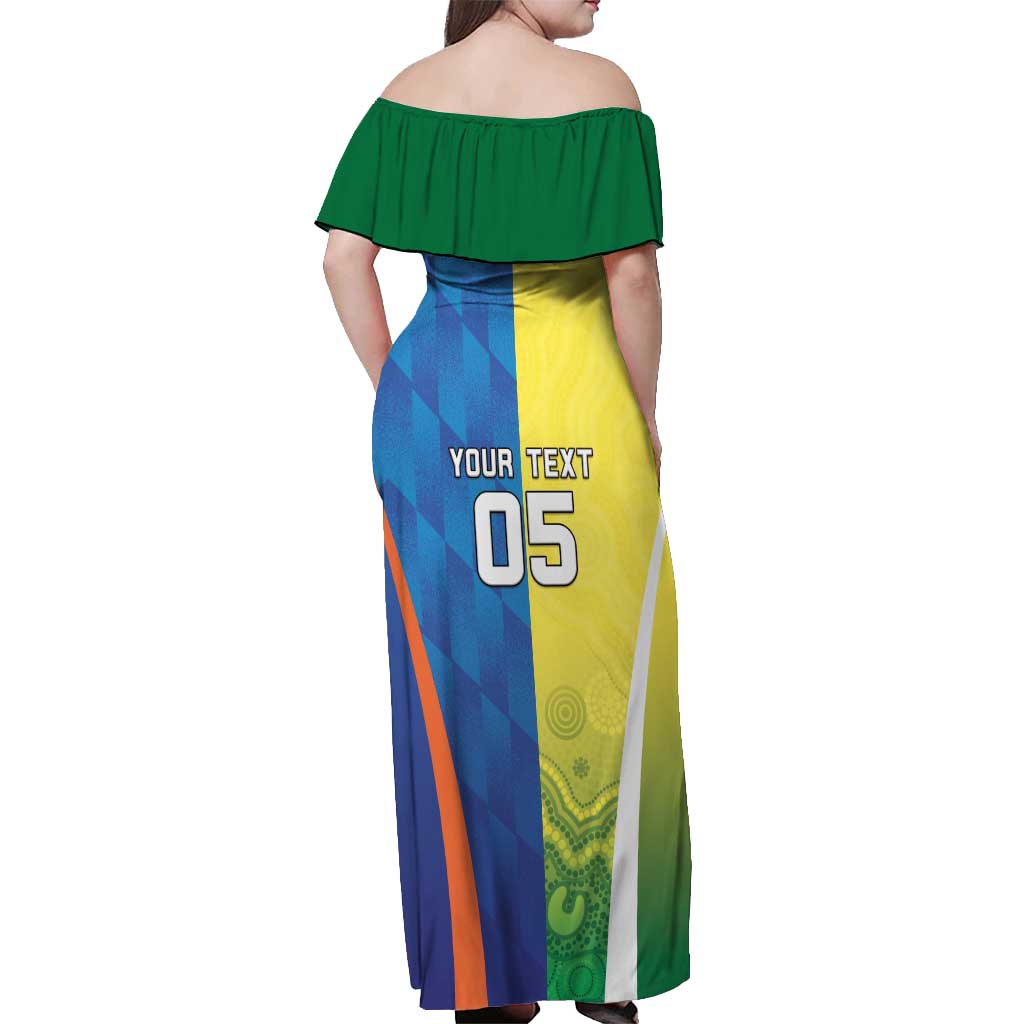 Custom Australia And India Cricket Off Shoulder Maxi Dress Ashoka Chakra With Aboriginal - Vibe Hoodie