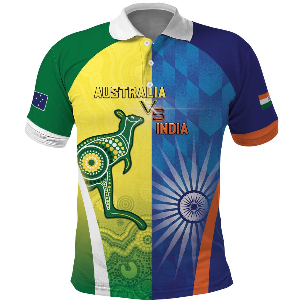 Custom Australia And India Cricket Polo Shirt Ashoka Chakra With Aboriginal - Vibe Hoodie