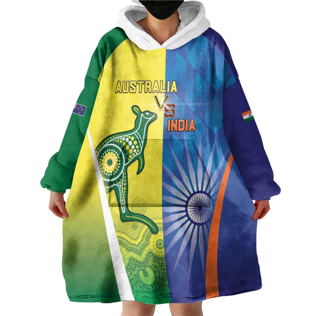 Custom Australia And India Cricket Wearable Blanket Hoodie Ashoka Chakra With Aboriginal - Vibe Hoodie