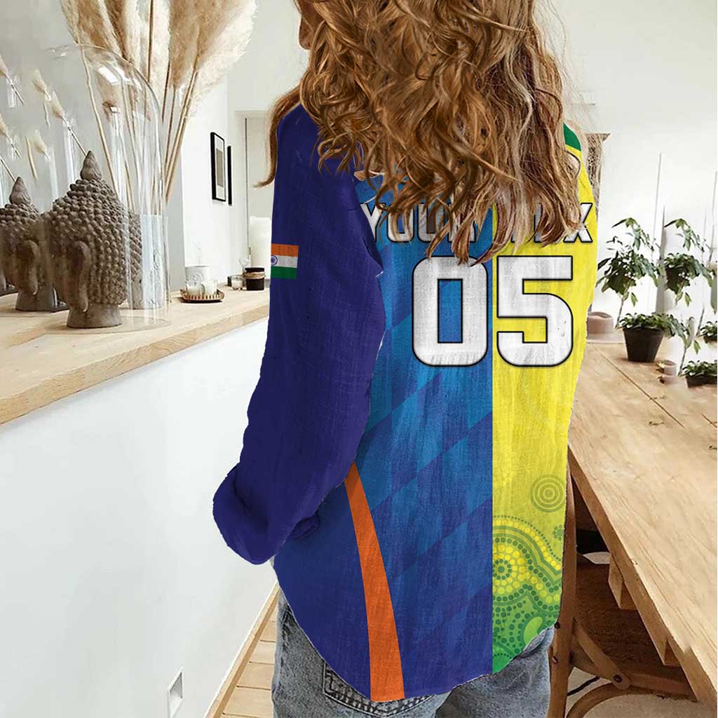 Custom Australia And India Cricket Women Casual Shirt Ashoka Chakra With Aboriginal - Vibe Hoodie