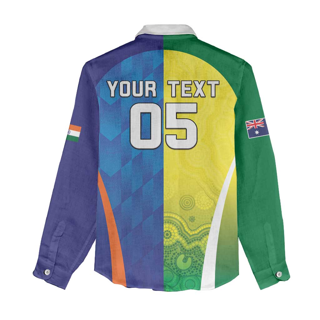 Custom Australia And India Cricket Women Casual Shirt Ashoka Chakra With Aboriginal - Vibe Hoodie