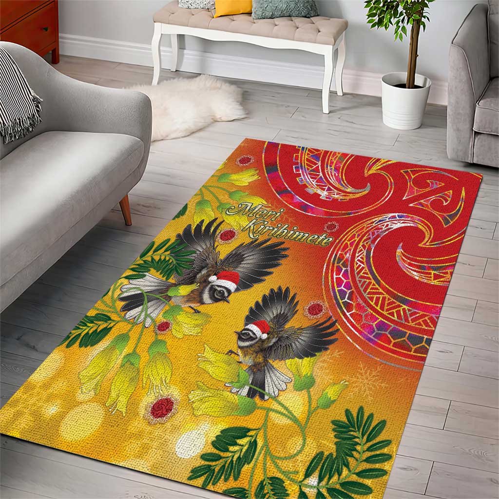 New Zealand Piwakawaka Christmas Area Rug With Maori Pattern LT05 - Vibe Hoodie Shop