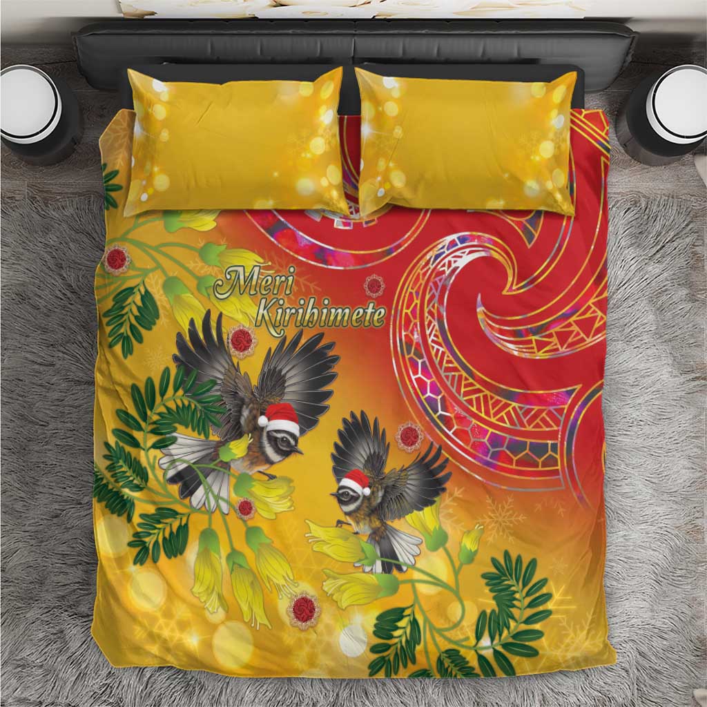 New Zealand Piwakawaka Christmas Bedding Set With Maori Pattern LT05 - Vibe Hoodie Shop