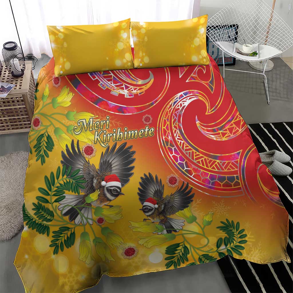 New Zealand Piwakawaka Christmas Bedding Set With Maori Pattern LT05 - Vibe Hoodie Shop
