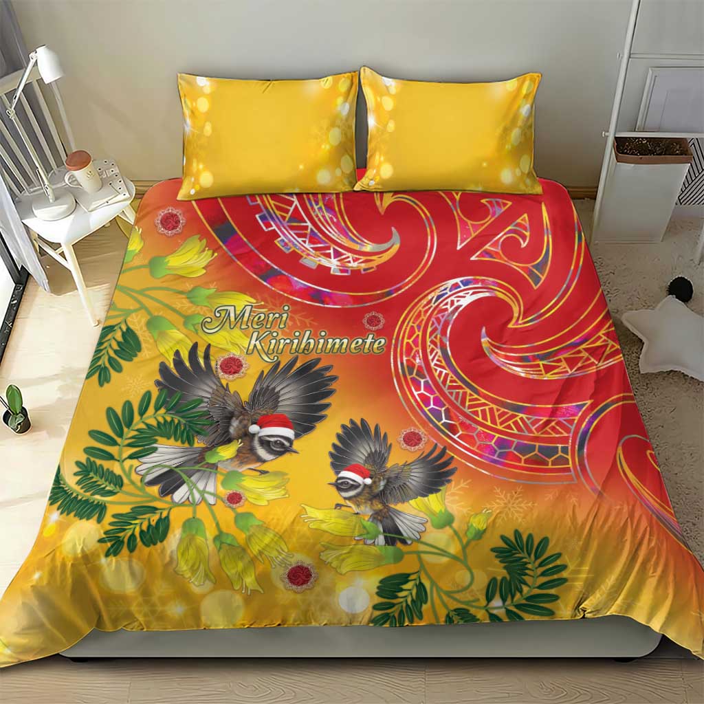 New Zealand Piwakawaka Christmas Bedding Set With Maori Pattern LT05 - Vibe Hoodie Shop