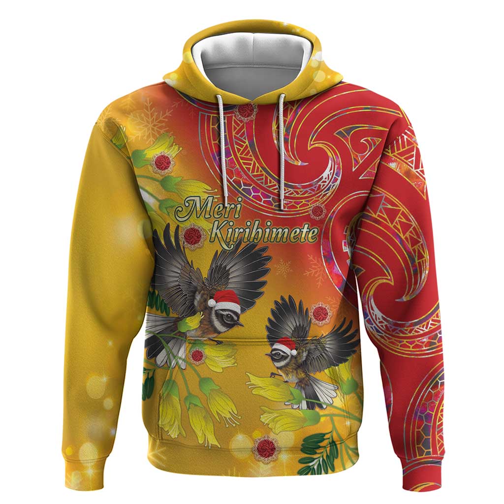 New Zealand Piwakawaka Christmas Hoodie With Maori Pattern LT05 - Vibe Hoodie Shop