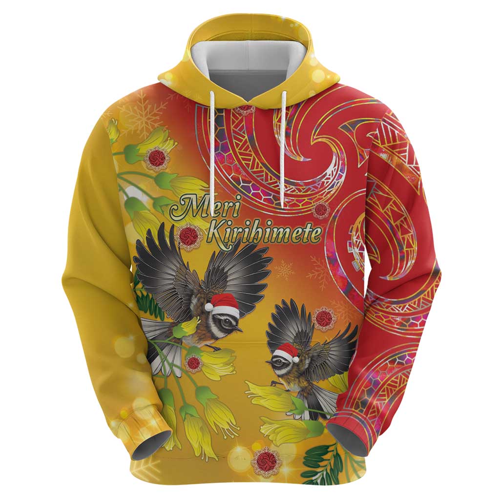 New Zealand Piwakawaka Christmas Hoodie With Maori Pattern LT05 - Vibe Hoodie Shop