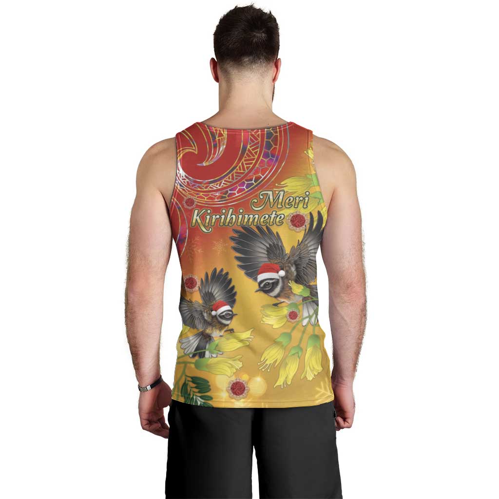 New Zealand Piwakawaka Christmas Men Tank Top With Maori Pattern LT05 - Vibe Hoodie Shop