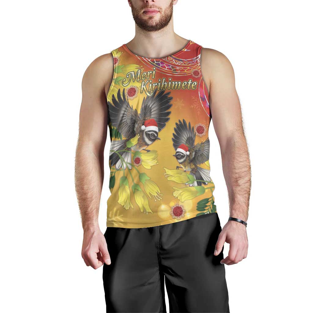 New Zealand Piwakawaka Christmas Men Tank Top With Maori Pattern LT05 - Vibe Hoodie Shop