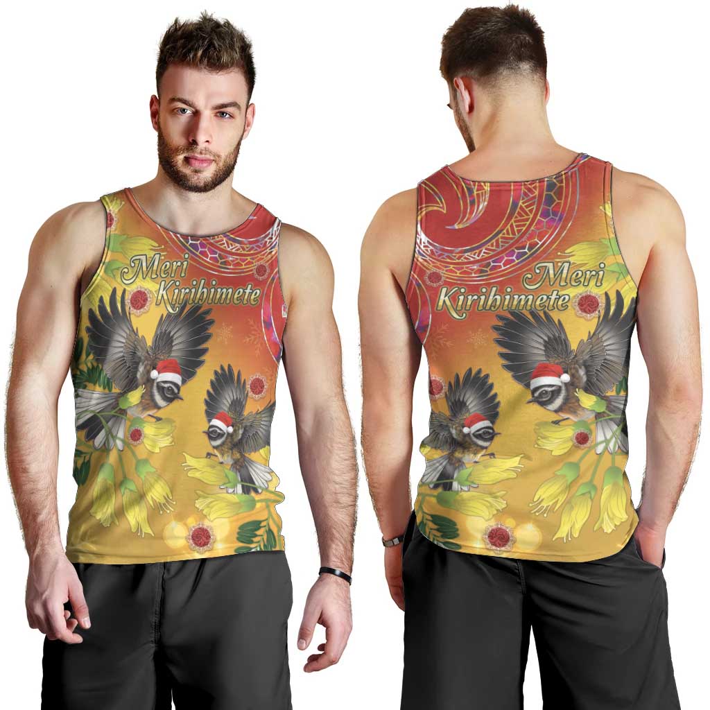 New Zealand Piwakawaka Christmas Men Tank Top With Maori Pattern LT05 - Vibe Hoodie Shop
