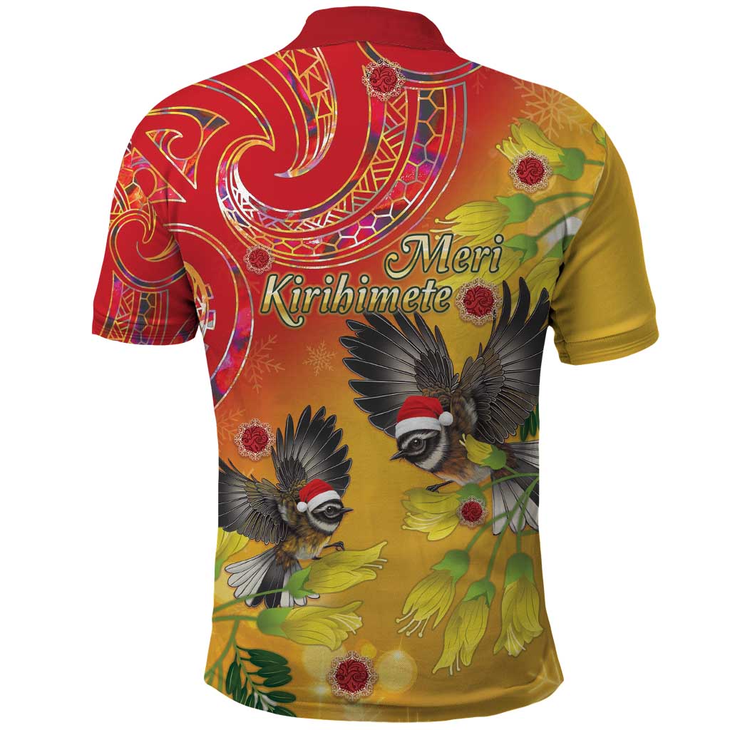 New Zealand Piwakawaka Christmas Polo Shirt With Maori Pattern LT05 - Vibe Hoodie Shop