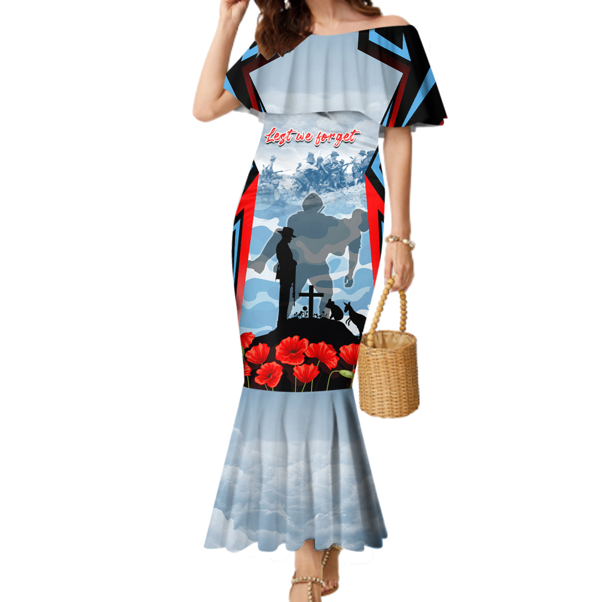 Australia ANZAC Day Family Matching Mermaid Dress and Hawaiian Shirt Gallipoli Soldiers Simple Style