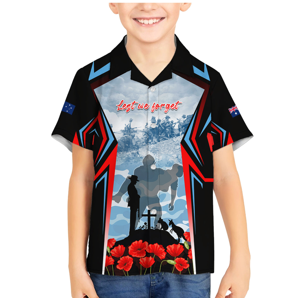 Australia ANZAC Day Family Matching Mermaid Dress and Hawaiian Shirt Gallipoli Soldiers Simple Style