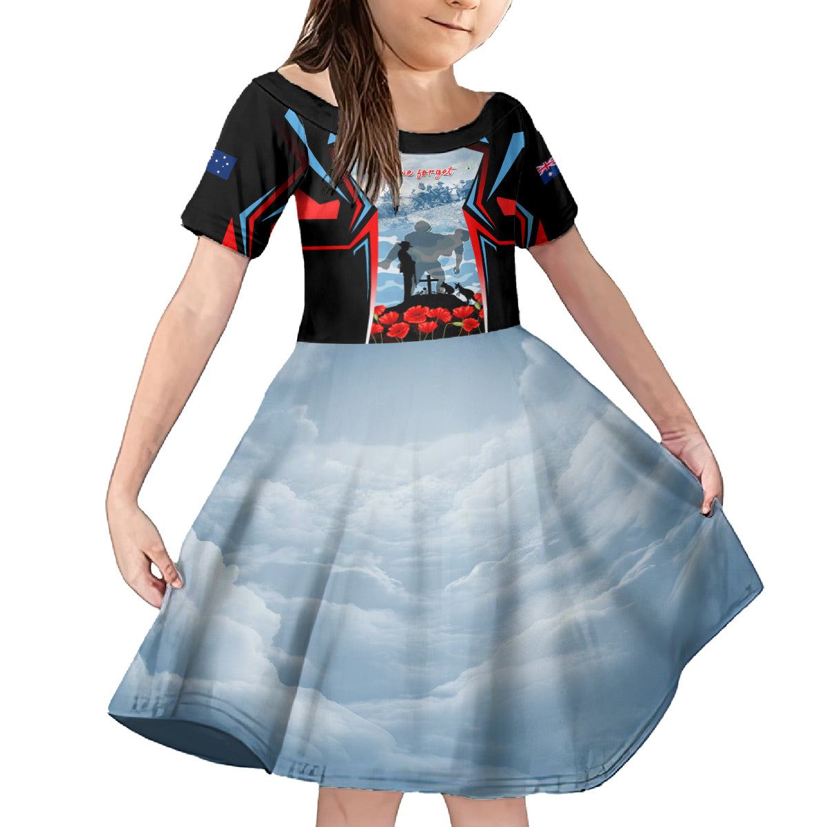 Australia ANZAC Day Family Matching Off The Shoulder Long Sleeve Dress and Hawaiian Shirt Gallipoli Soldiers Simple Style