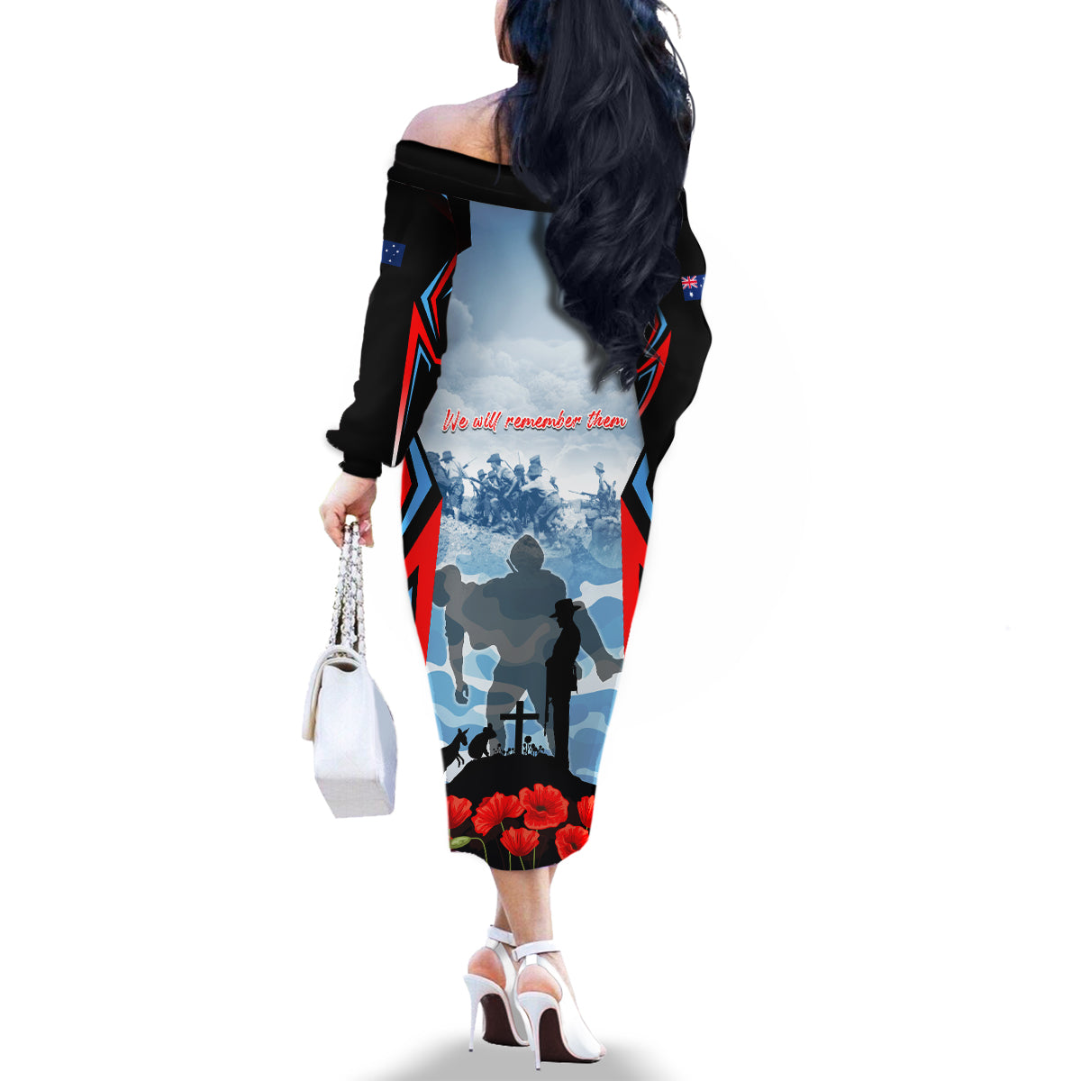 Australia ANZAC Day Family Matching Off The Shoulder Long Sleeve Dress and Hawaiian Shirt Gallipoli Soldiers Simple Style