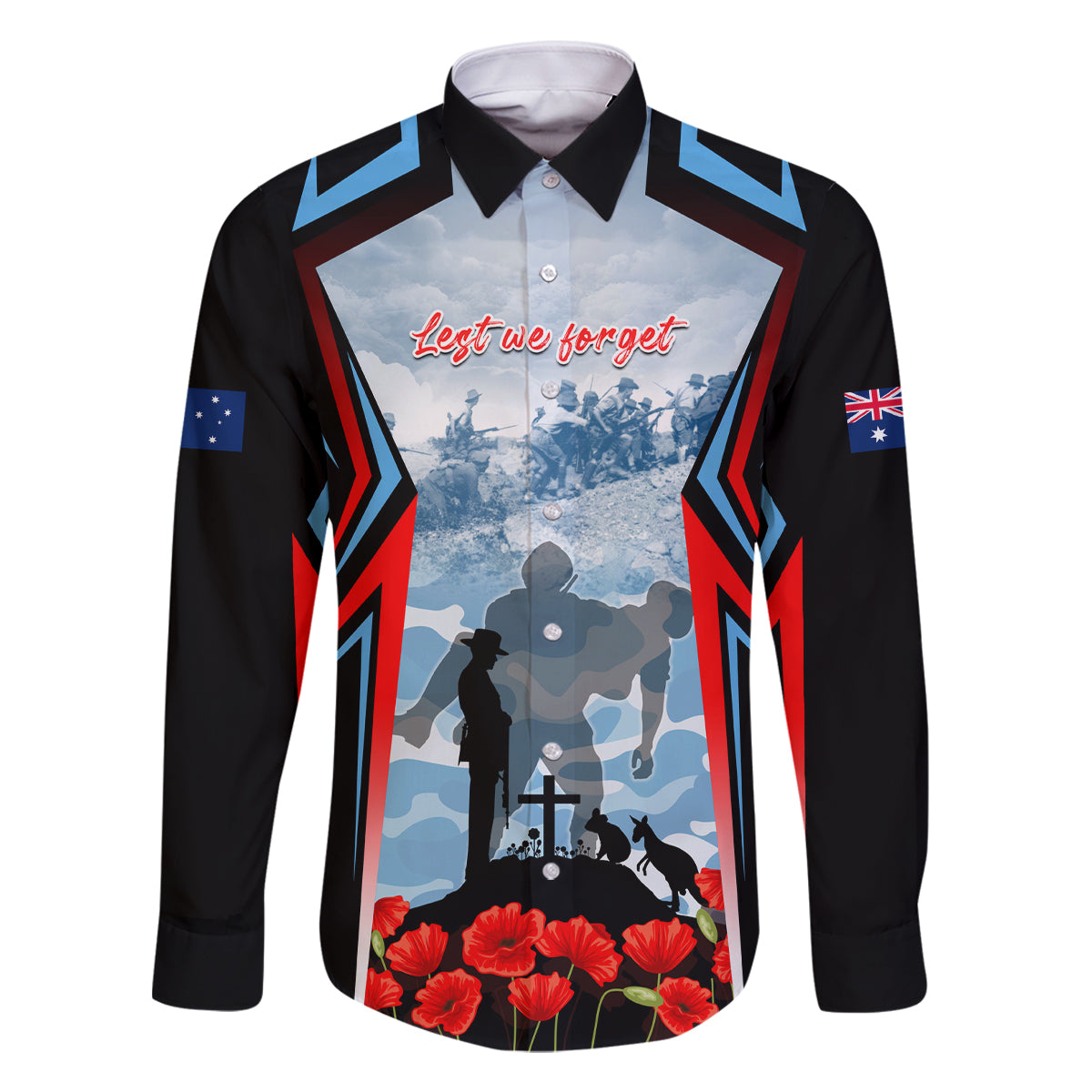 Australia ANZAC Day Family Matching Off Shoulder Short Dress and Hawaiian Shirt Gallipoli Soldiers Simple Style