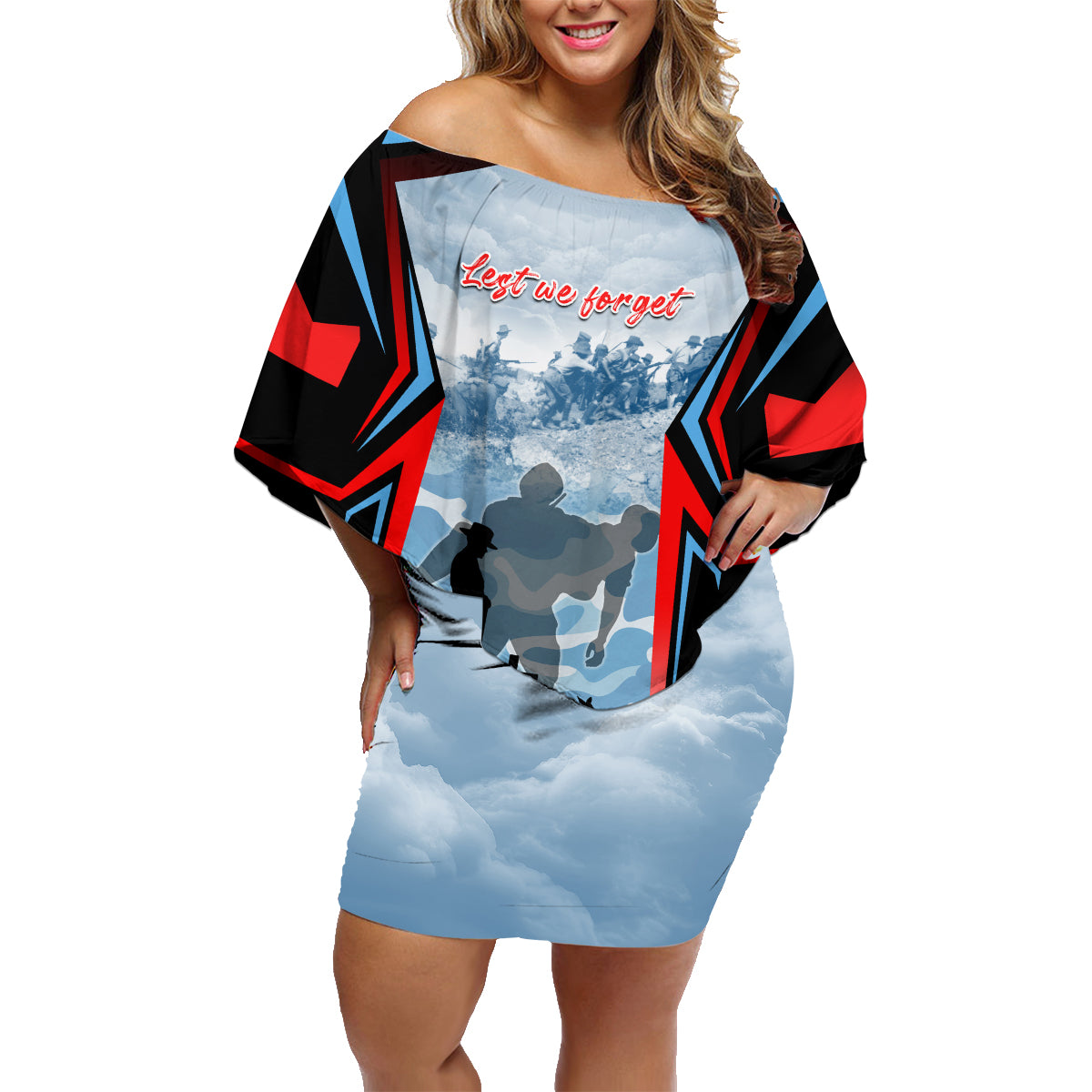 Australia ANZAC Day Family Matching Off Shoulder Short Dress and Hawaiian Shirt Gallipoli Soldiers Simple Style