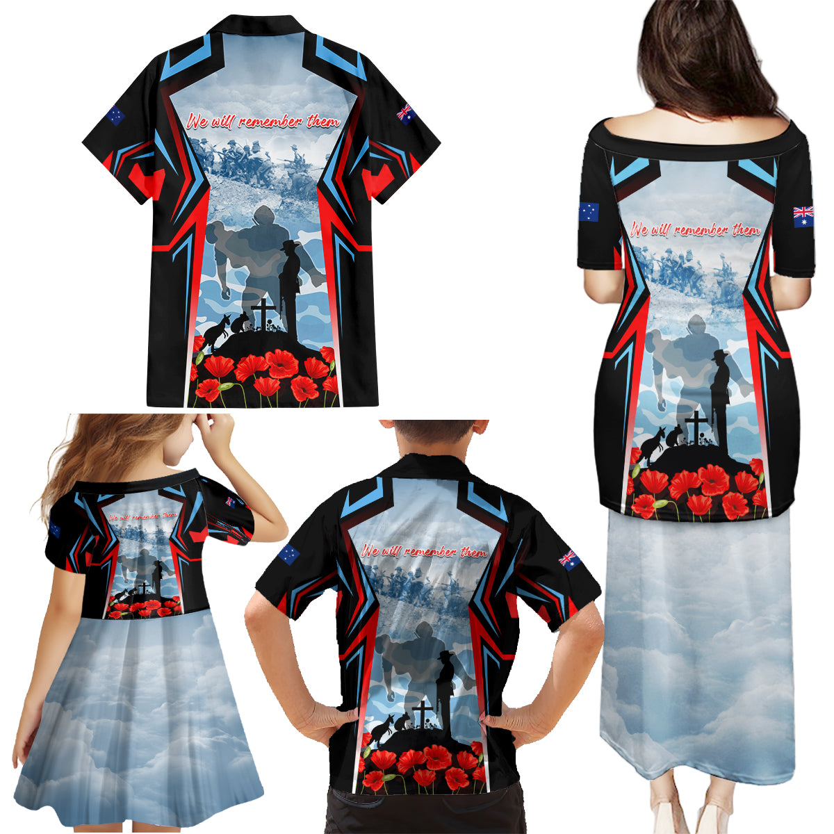 Australia ANZAC Day Family Matching Puletasi and Hawaiian Shirt Gallipoli Soldiers Simple Style