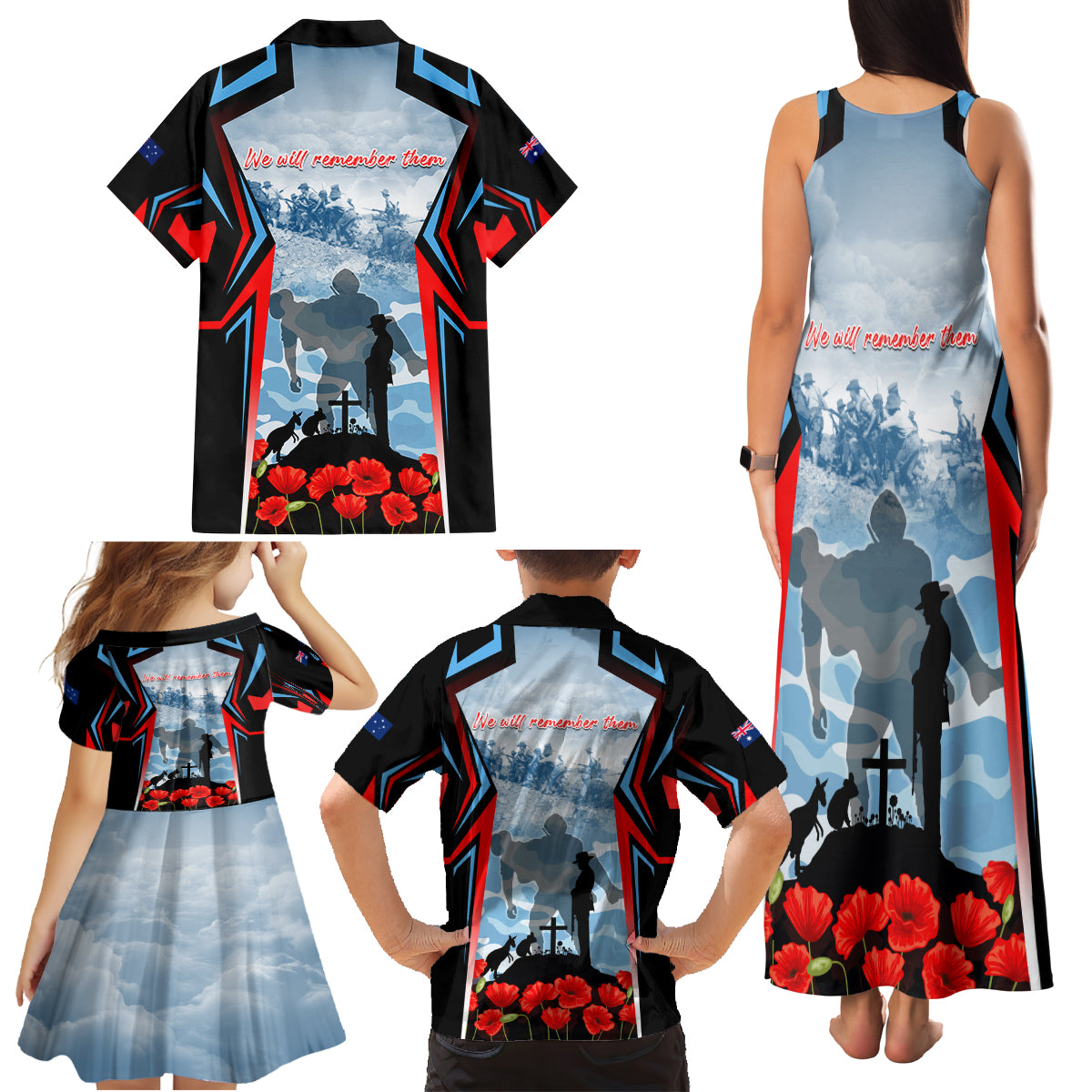 Australia ANZAC Day Family Matching Tank Maxi Dress and Hawaiian Shirt Gallipoli Soldiers Simple Style