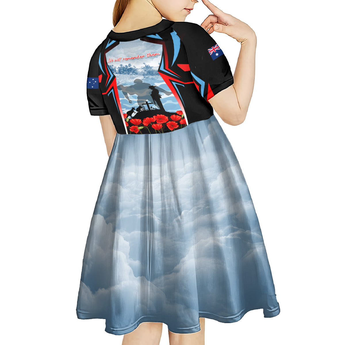 Australia ANZAC Day Kid Short Sleeve Dress Gallipoli Soldiers Simple Style LT05 - Vibe Hoodie Shop