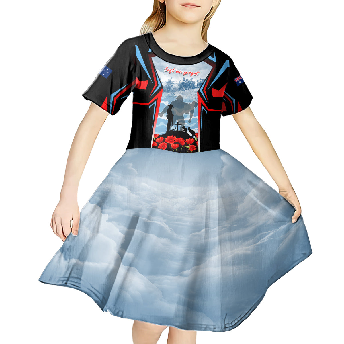 Australia ANZAC Day Kid Short Sleeve Dress Gallipoli Soldiers Simple Style LT05 - Vibe Hoodie Shop