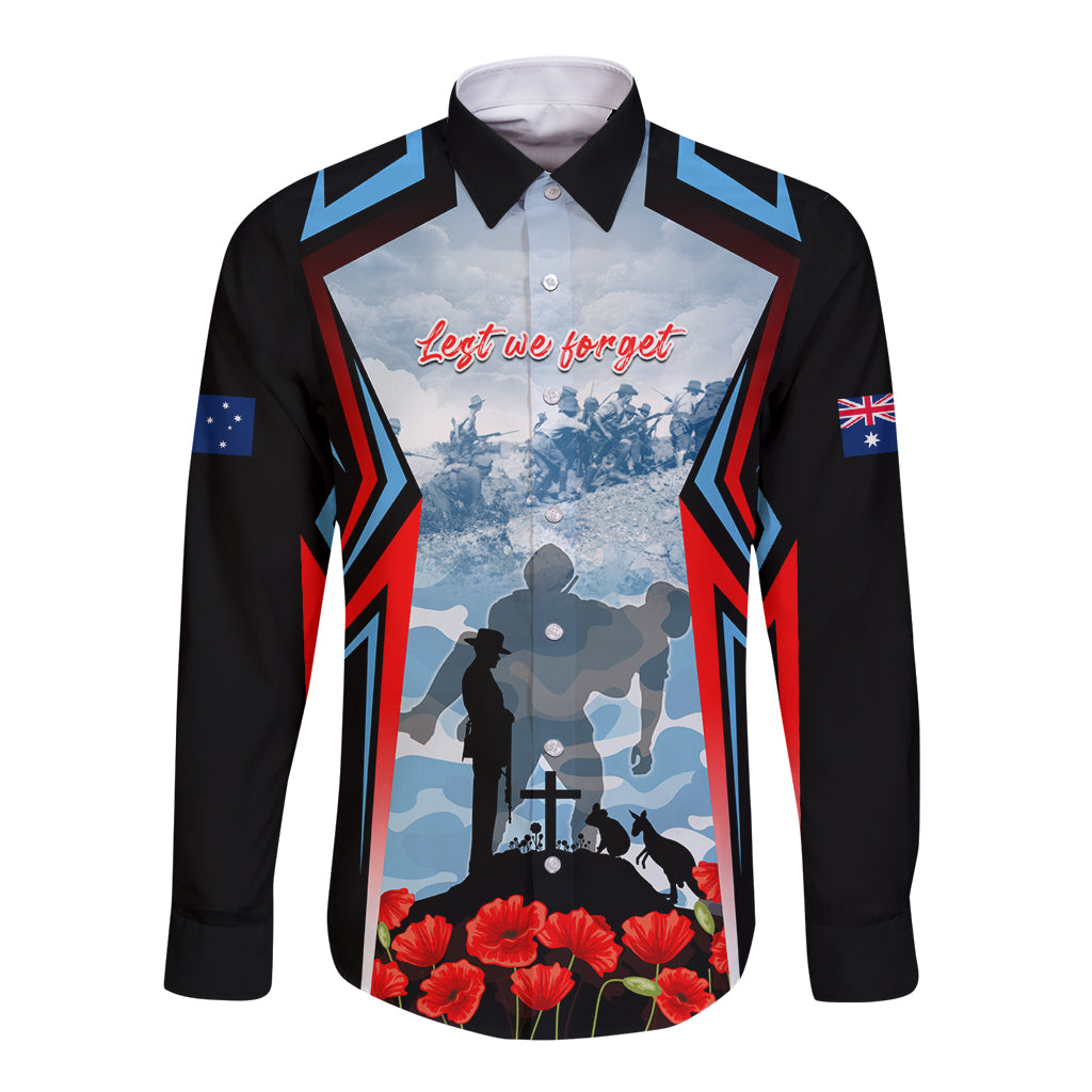 Australia ANZAC Day Long Sleeve Button Shirt Gallipoli Soldiers Simple Style LT05 - Vibe Hoodie Shop