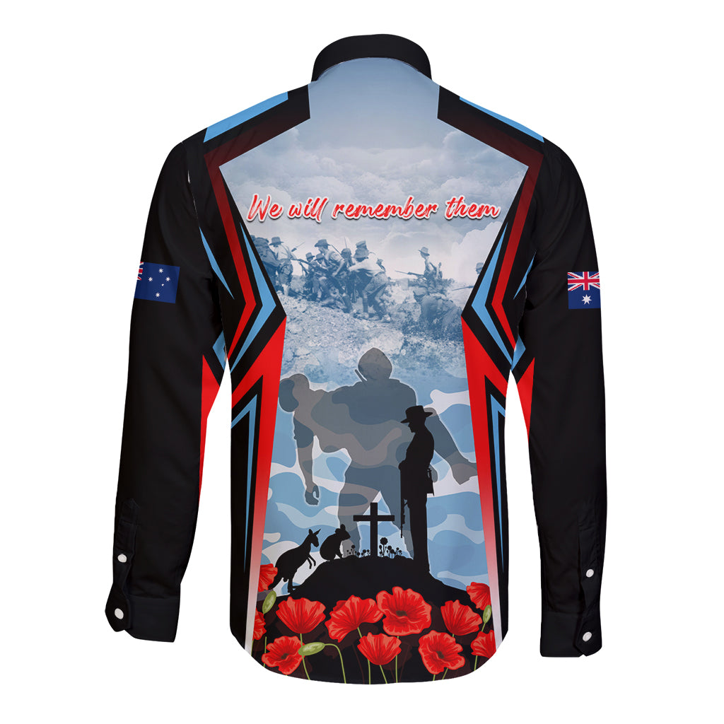 Australia ANZAC Day Long Sleeve Button Shirt Gallipoli Soldiers Simple Style LT05 - Vibe Hoodie Shop