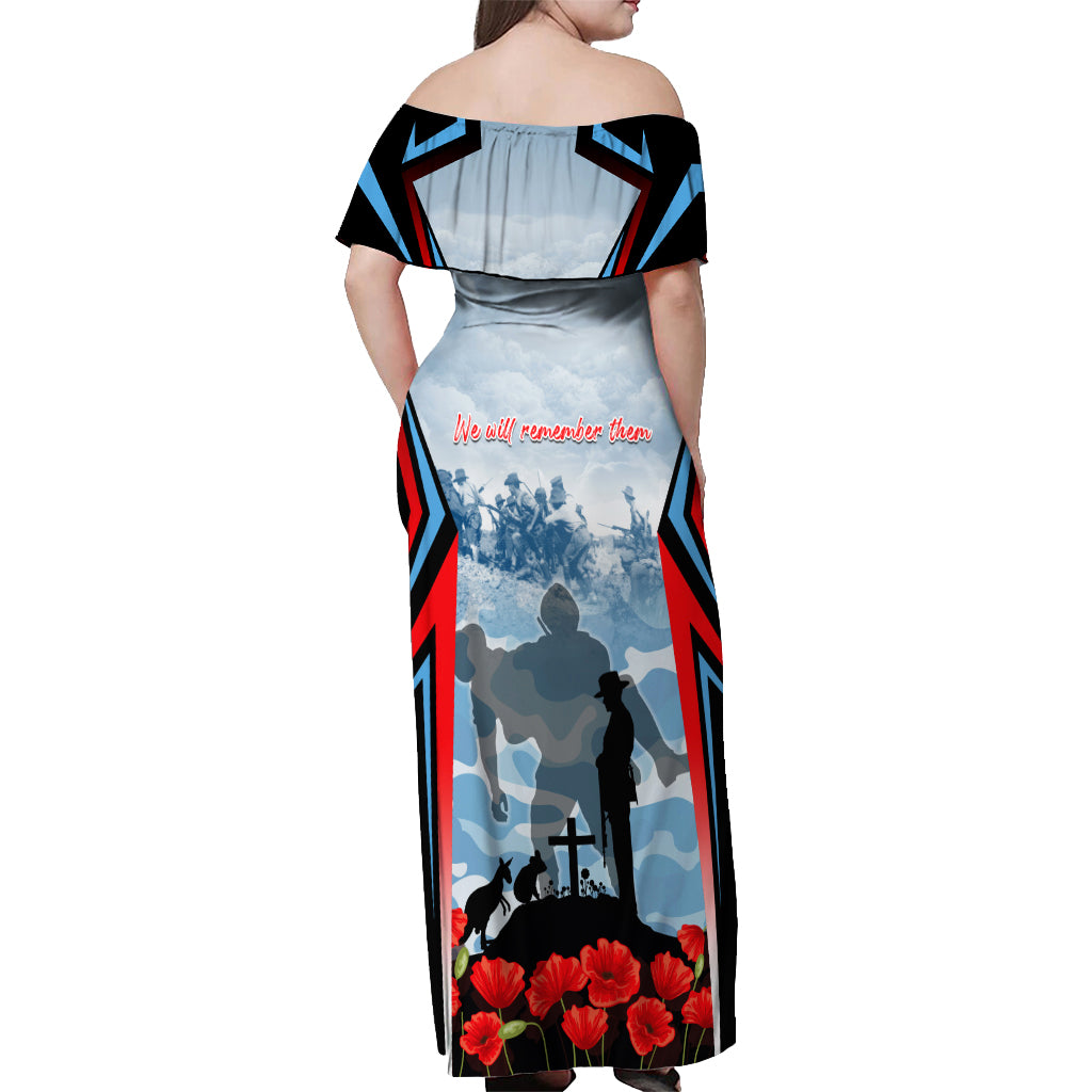 Australia ANZAC Day Off Shoulder Maxi Dress Gallipoli Soldiers Simple Style