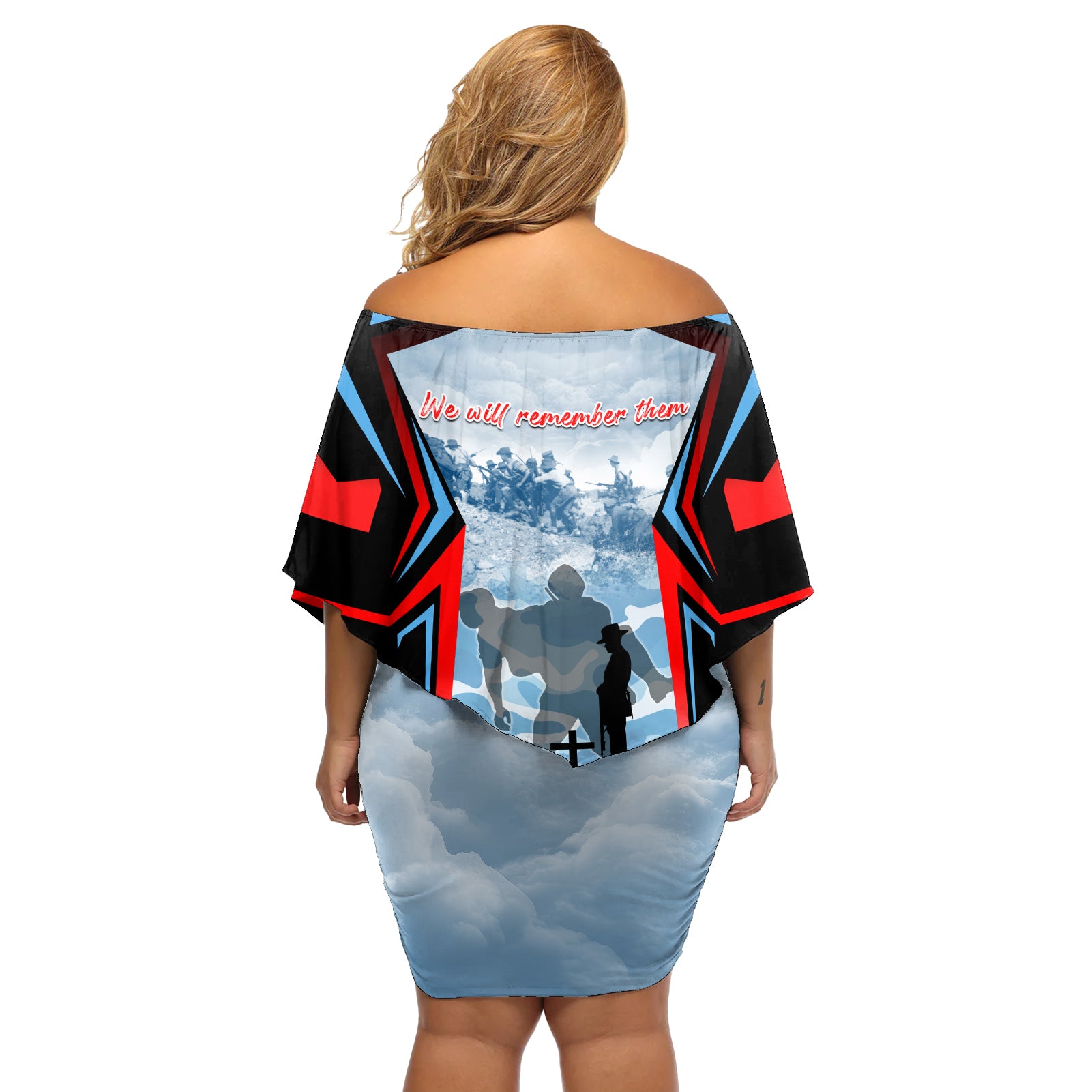 Australia ANZAC Day Off Shoulder Short Dress Gallipoli Soldiers Simple Style