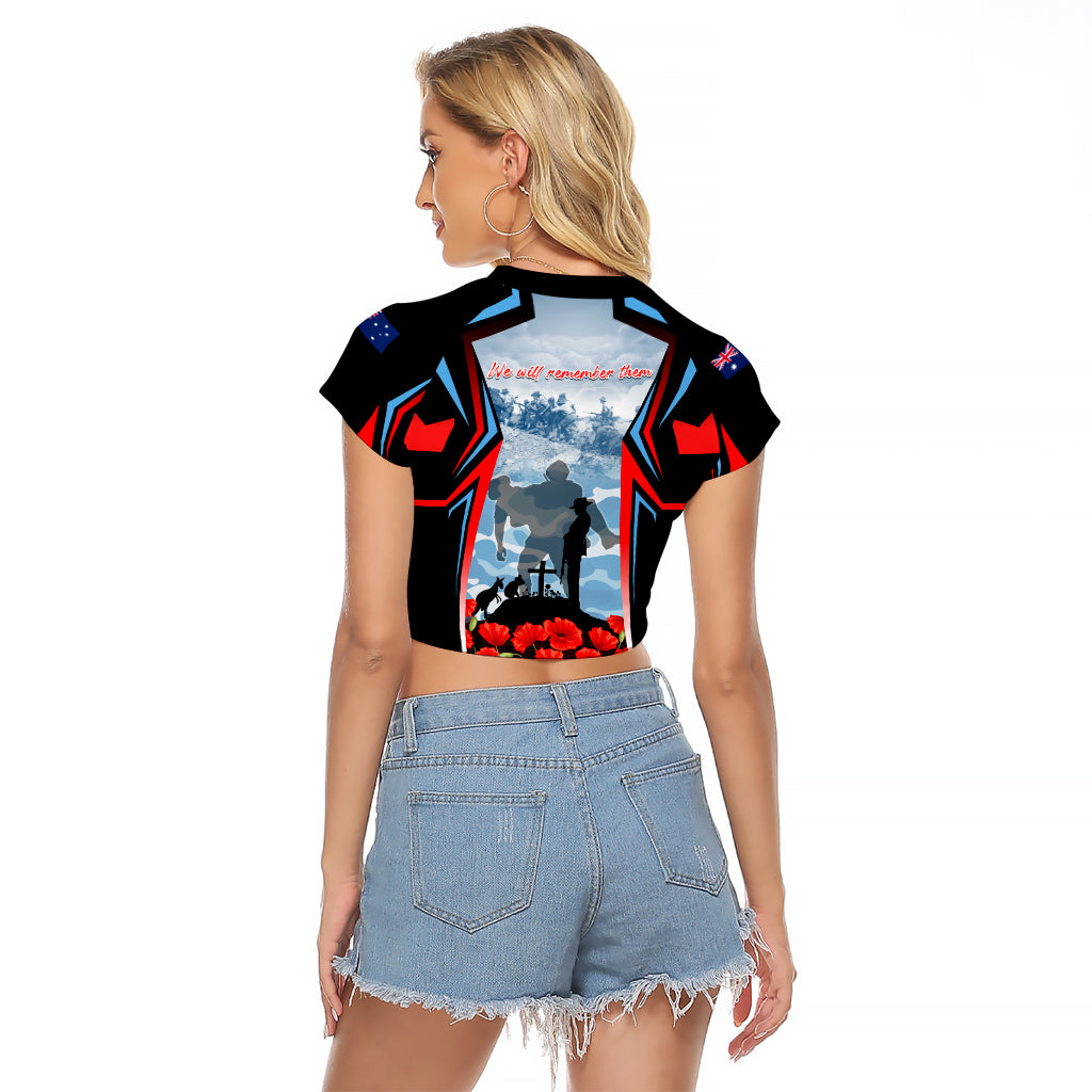 Australia ANZAC Day Raglan Cropped T Shirt Gallipoli Soldiers Simple Style LT05 - Vibe Hoodie Shop
