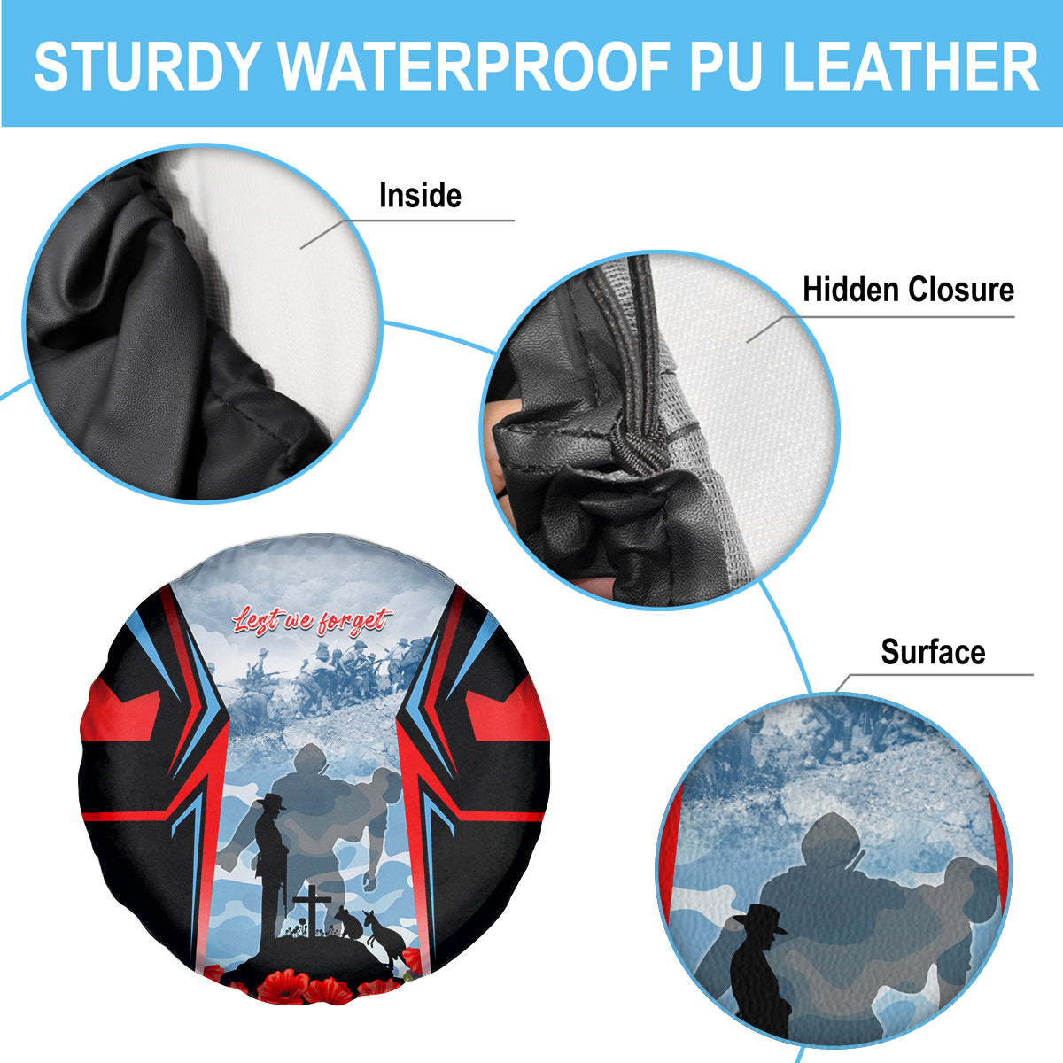 Australia ANZAC Day Spare Tire Cover Gallipoli Soldiers Simple Style LT05 - Vibe Hoodie Shop