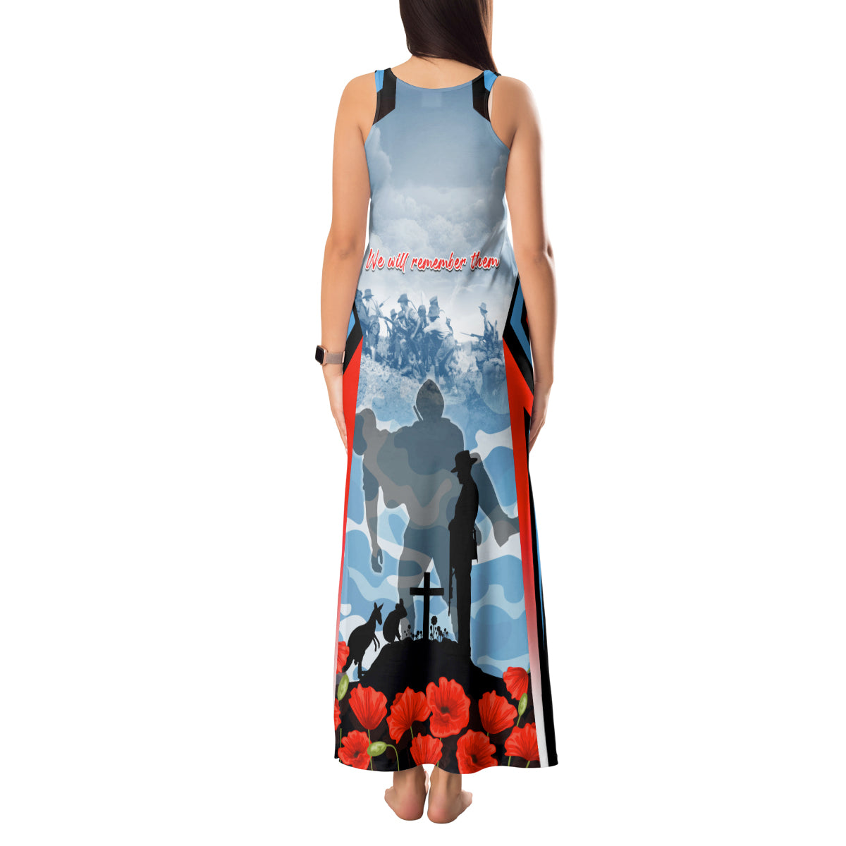 Australia ANZAC Day Tank Maxi Dress Gallipoli Soldiers Simple Style